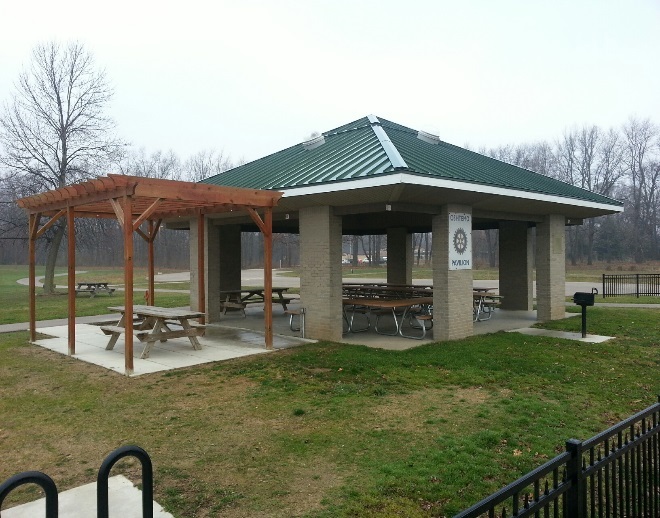 A pavilion in Flesher Field